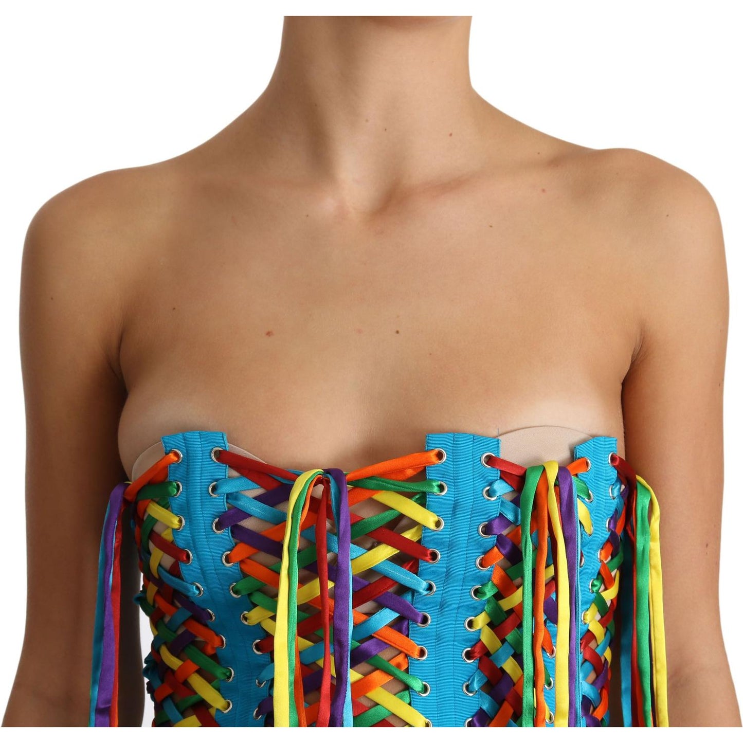 Dolce & Gabbana Multicolor Strings Bustier Polyester Corset Top