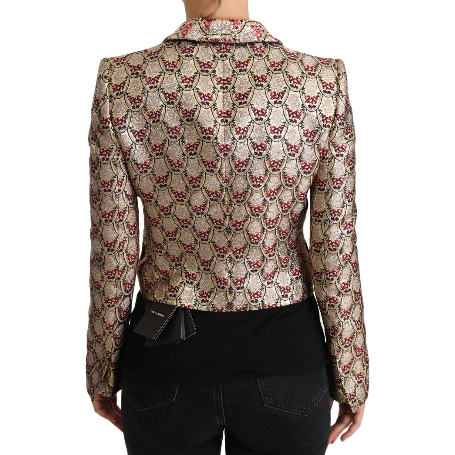 Dolce & Gabbana Gold Floral Sequined Blazer Coat Jacket