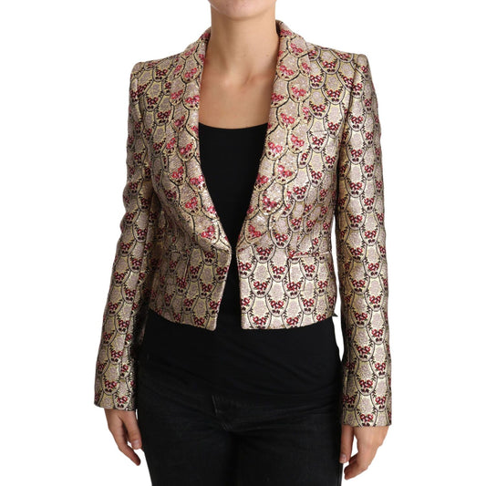Dolce & Gabbana Gold Floral Sequined Blazer Coat Jacket Coats & Jackets