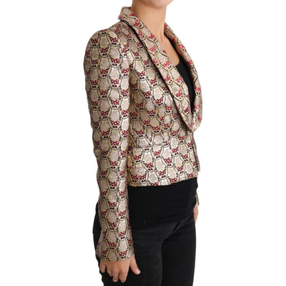 Dolce & Gabbana Gold Floral Sequined Blazer Coat Jacket Coats & Jackets