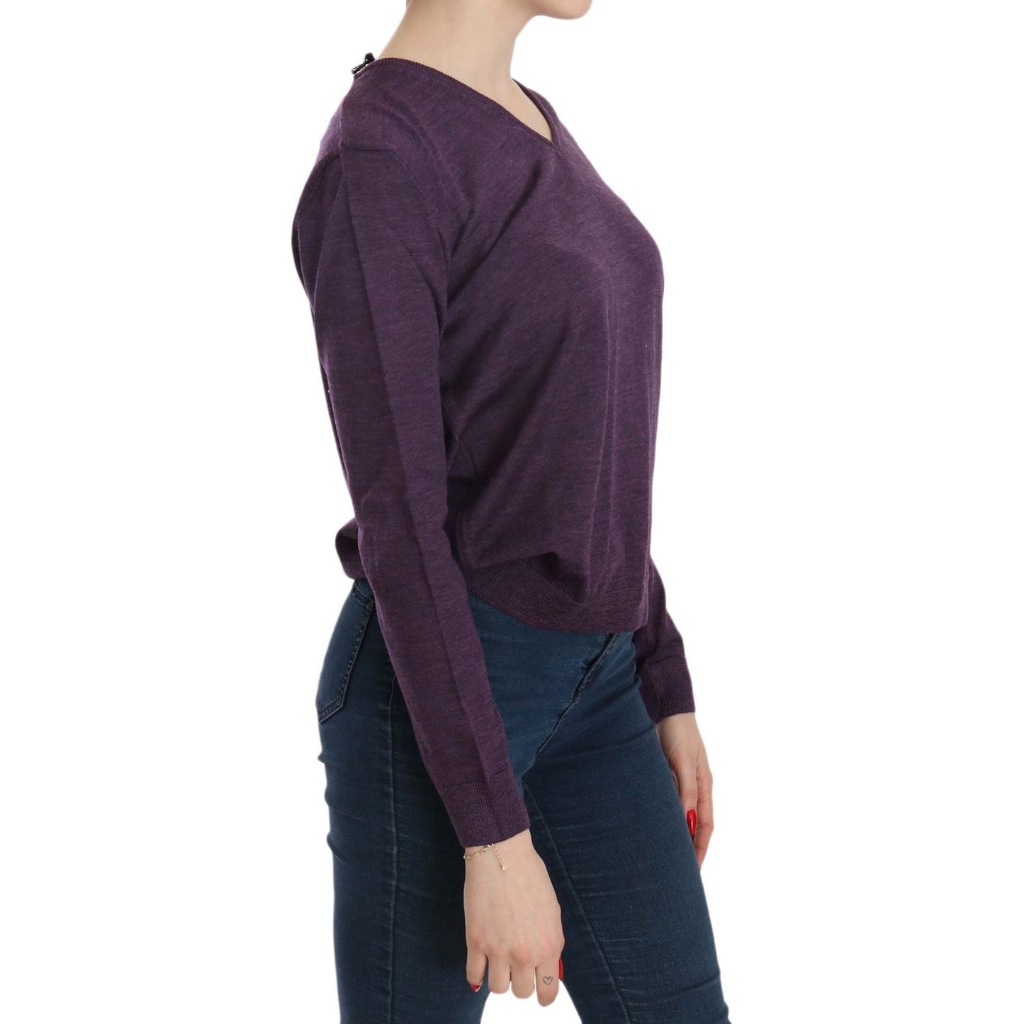 BYBLOS Purple V-neck Long Sleeve Pullover Top