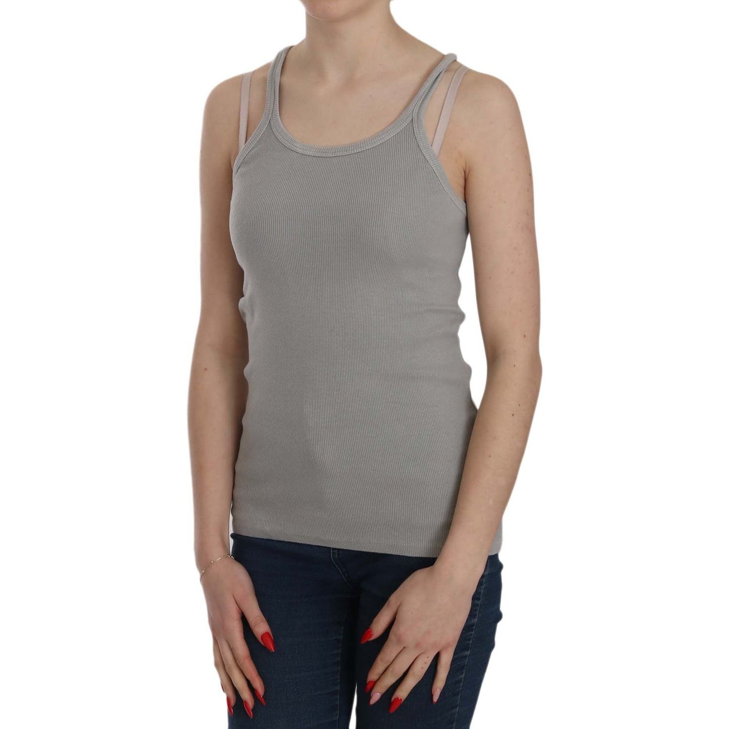 PINK MEMORIES Grey Sleeveless Spaghetti Strap Shirt