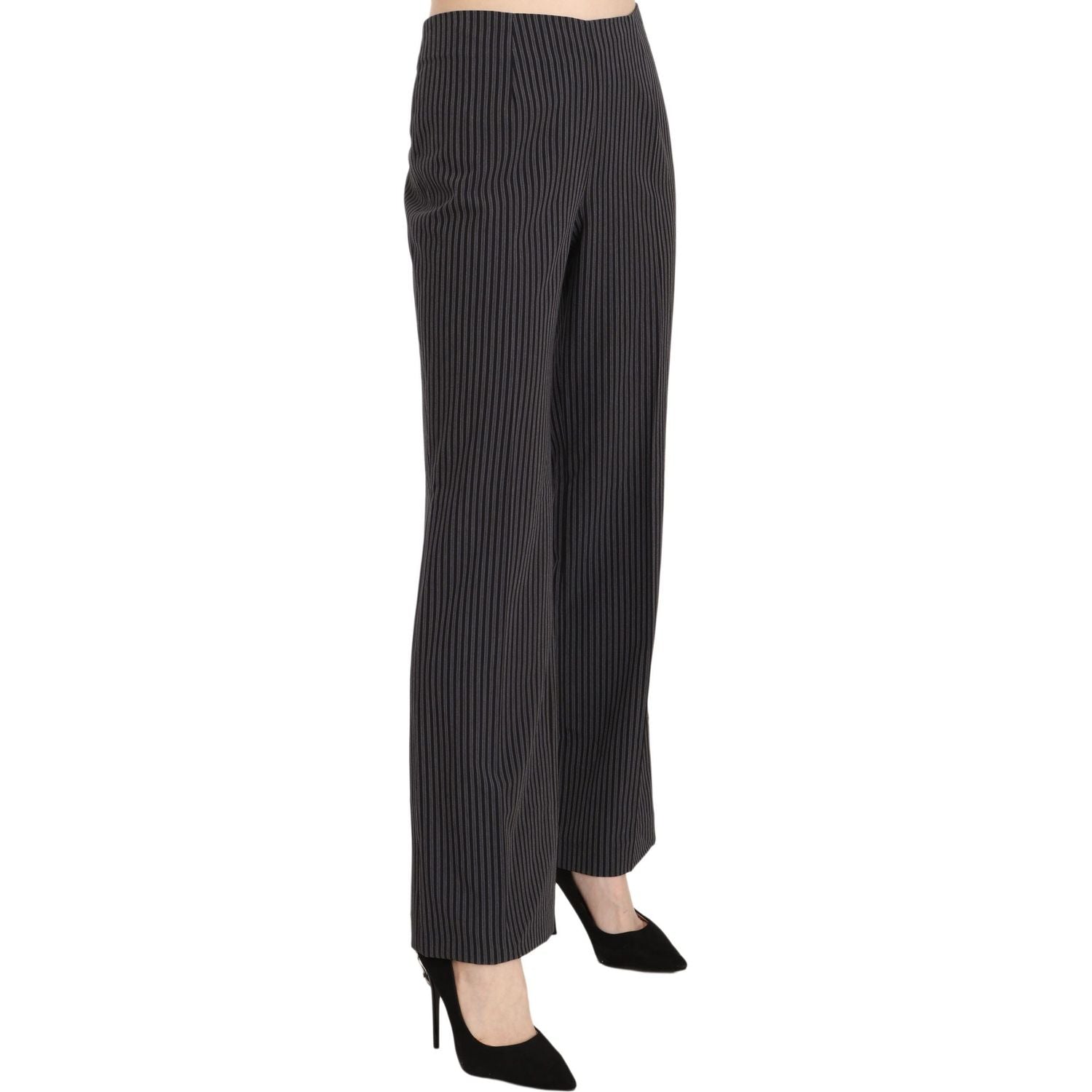 BENCIVENGA Black Striped Cotton Sretch Dress Trousers Pants