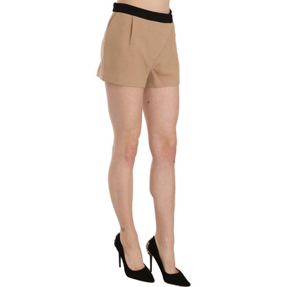 Costume National Shorts Beige Cotton Mid Waist Mini Short