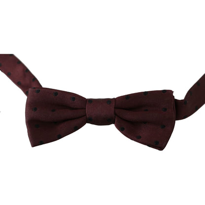 Dolce & Gabbana Purple Dotted Silk Adjustable Neck Papillon Bow Tie Bow Tie