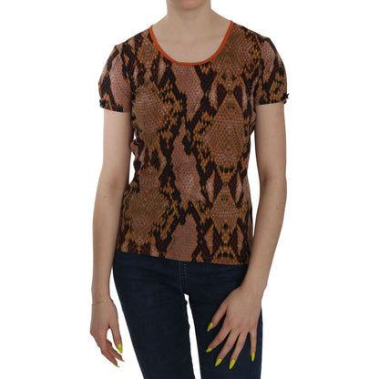 Just Cavalli Snake Skin Print Short Sleeve Top T-shirt