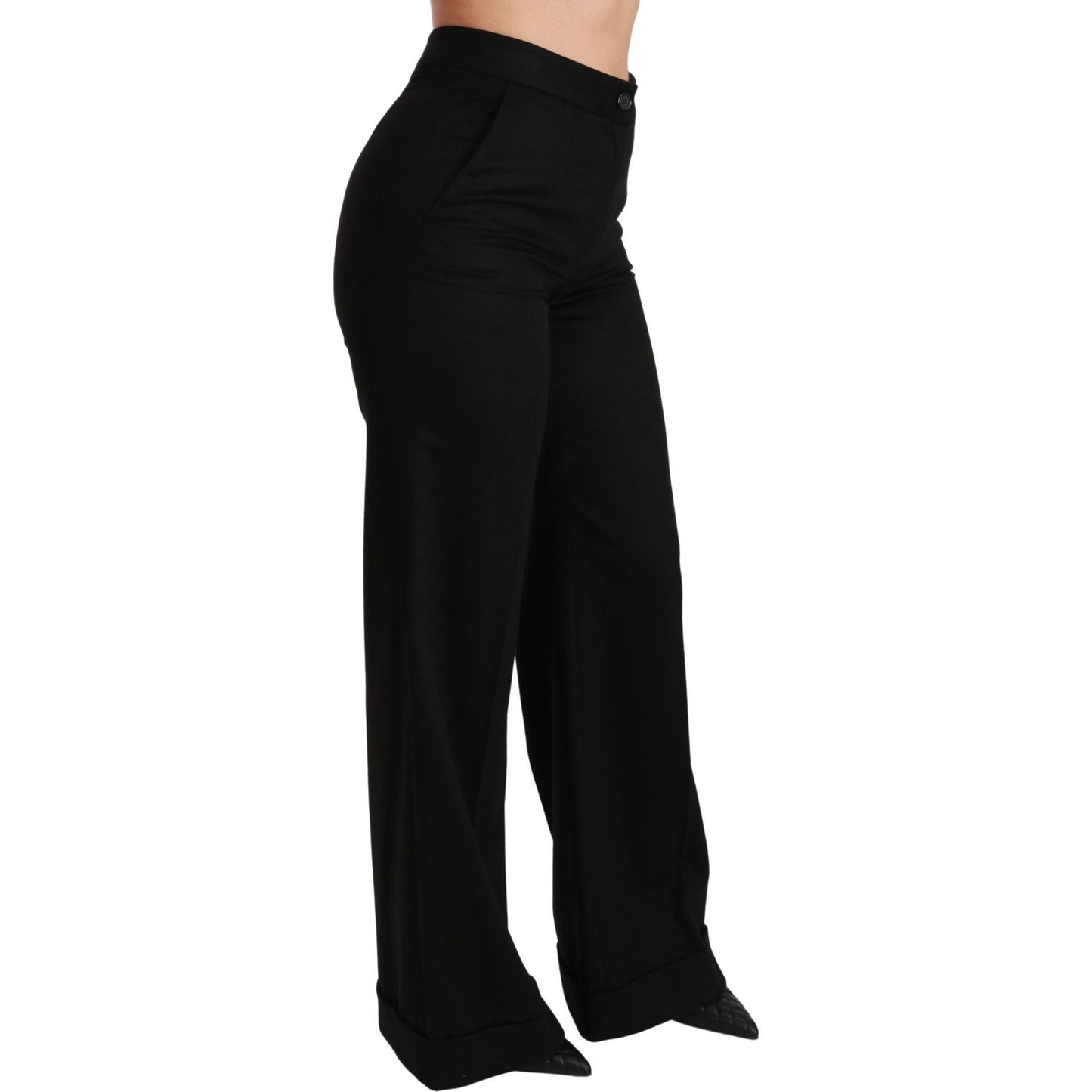 Dolce & Gabbana Black Wide Leg Flared Trouser Cashmere Pants Jeans & Pants