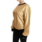 Dolce & Gabbana Elegant Gold Crew Neck Cotton Sweater Dolce & Gabbana Dark Khaki
