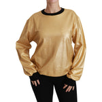 Dolce & Gabbana Elegant Gold Crew Neck Cotton Sweater Dolce & Gabbana Dark Khaki