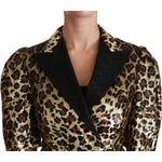 Dolce & Gabbana Gold Leopard Print Short Sleeve Blazer Coats & Jackets Dolce & Gabbana Tan