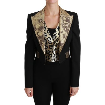 Dolce & Gabbana Black Jacquard Vest Blazer Coat Wool Jacket Coats & Jackets