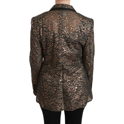 Dolce & Gabbana Gold Black Lace Blazer Coat Floral Jacket