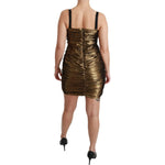 Dolce & Gabbana Bronze Bodycon Sheath Mini Dress Dolce & Gabbana Rosy Brown