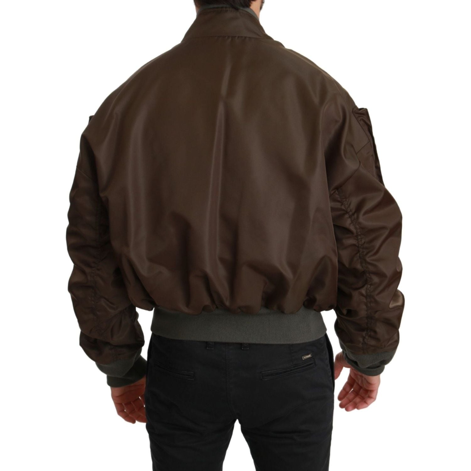 Dolce & Gabbana Brown Beaded Crown Skull Logo Jacket