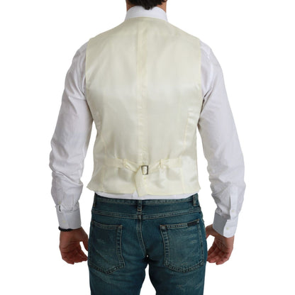 Dolce & Gabbana White Waistcoat Formal Wool Vest