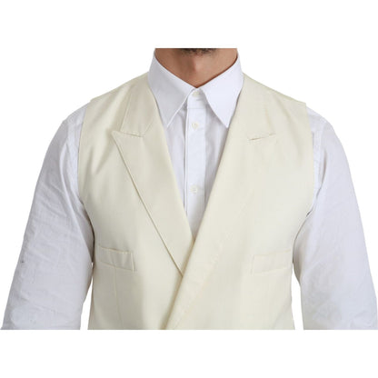 Dolce & Gabbana White Waistcoat Formal Wool Vest