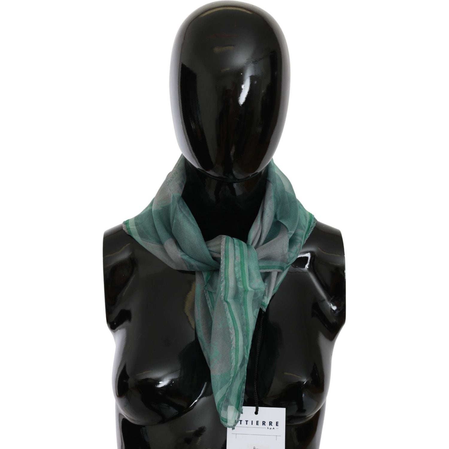 Costume National Green Silk Shawl Foulard Wrap Scarf