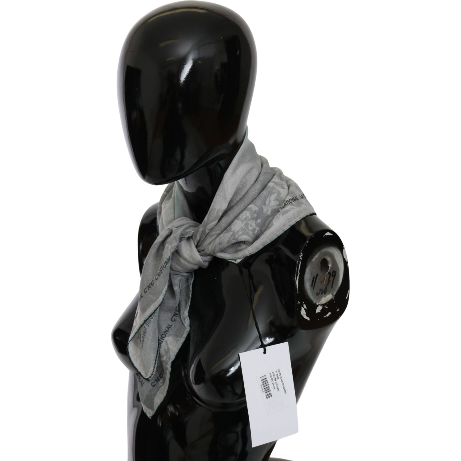 Costume National Gray Silk Shawl Foulard Wrap Scarf