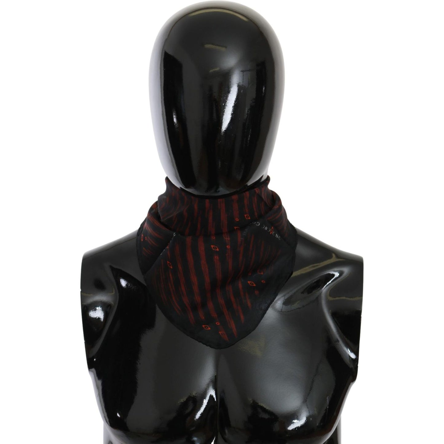 Costume National Black Orange 100% Silk Branded Scarf Silk Scarves