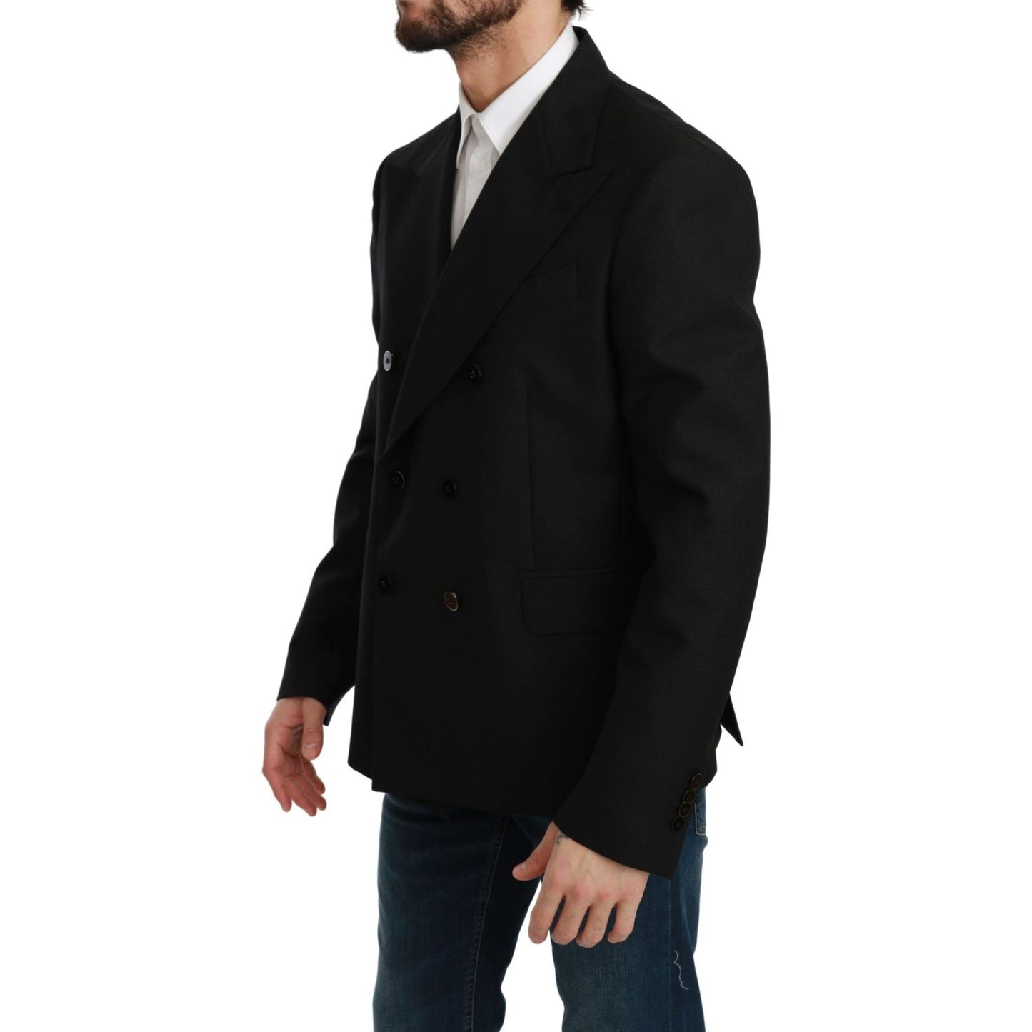 Dolce & Gabbana Black Slim Fit Jacket Coat Wool Blazer