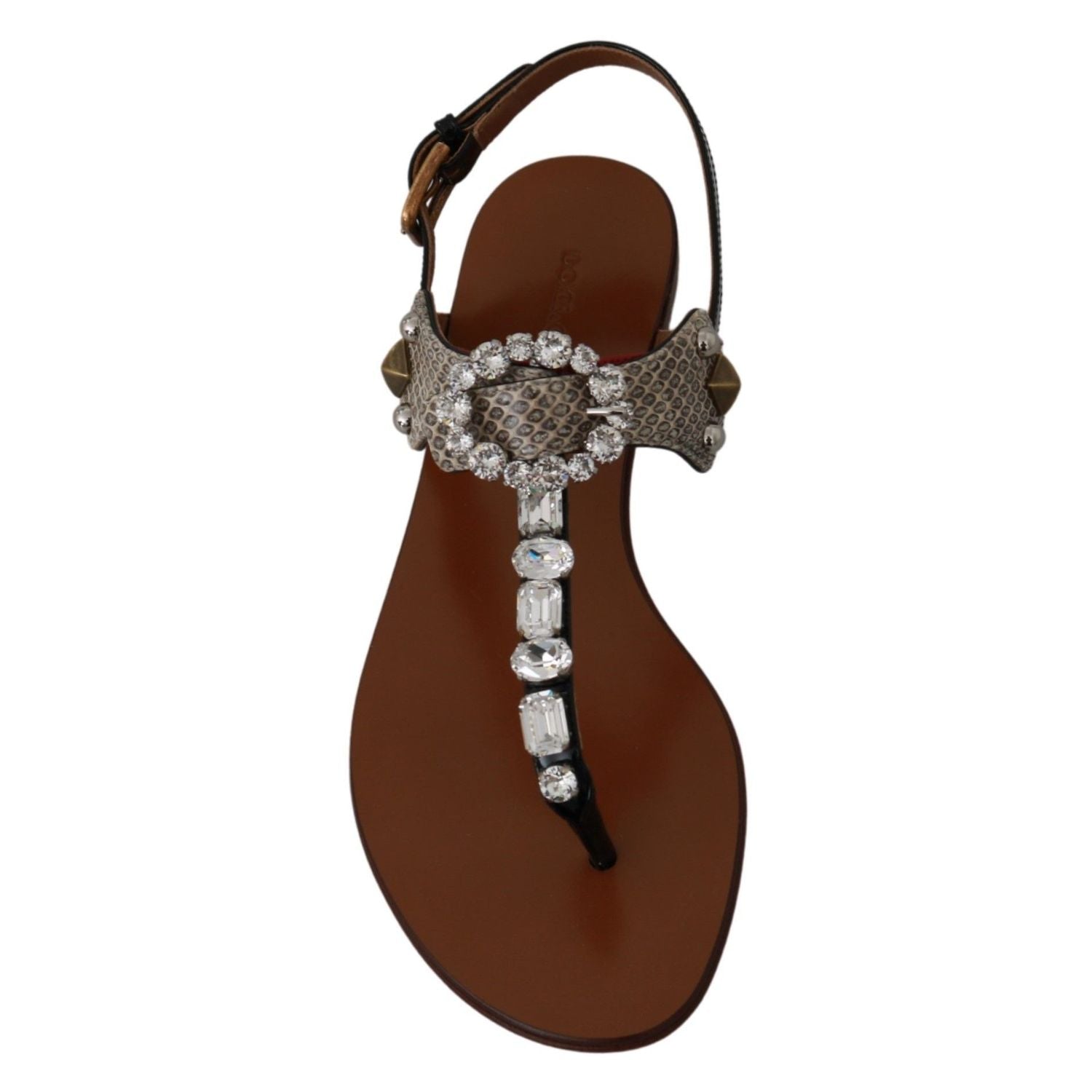 Dolce & Gabbana Leather Ayers Crystal Sandals Flip Flops Shoes