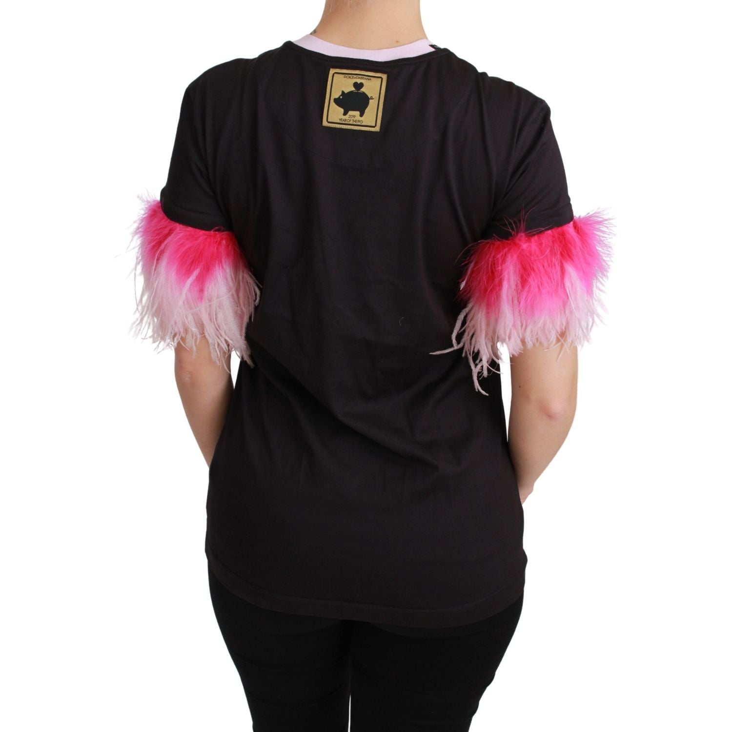 Dolce & Gabbana Black YEAR OF THE PIG Top Cotton  T-shirt