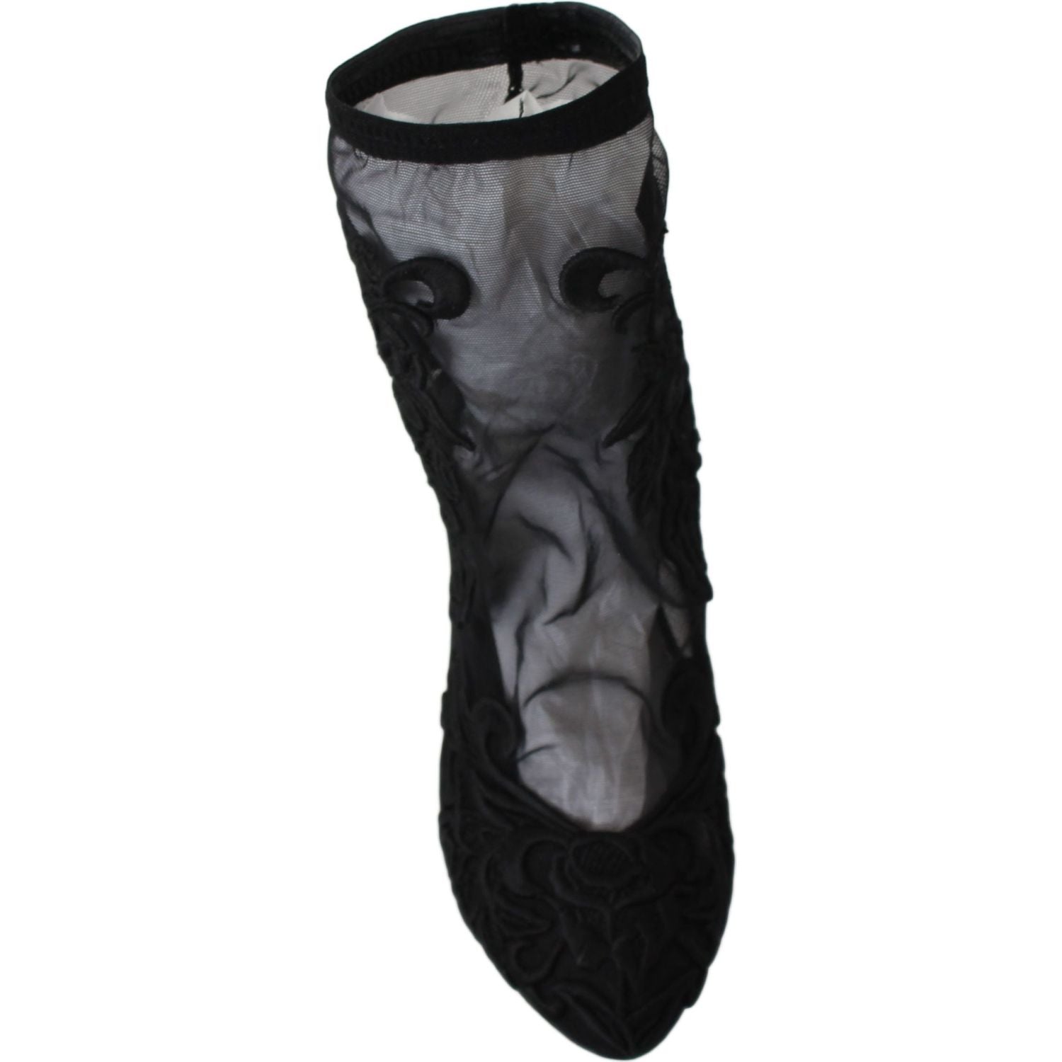 Dolce & Gabbana Black Roses Stilettos Booties Socks Shoes