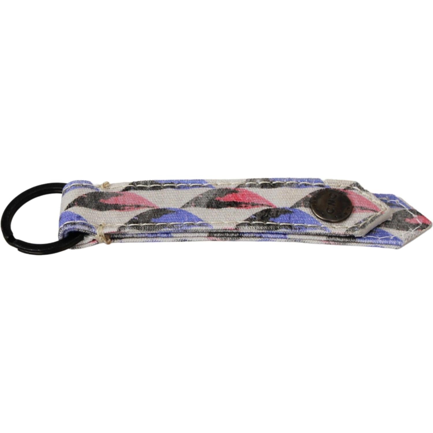Costume National White Ring Branded Textile  Keychain