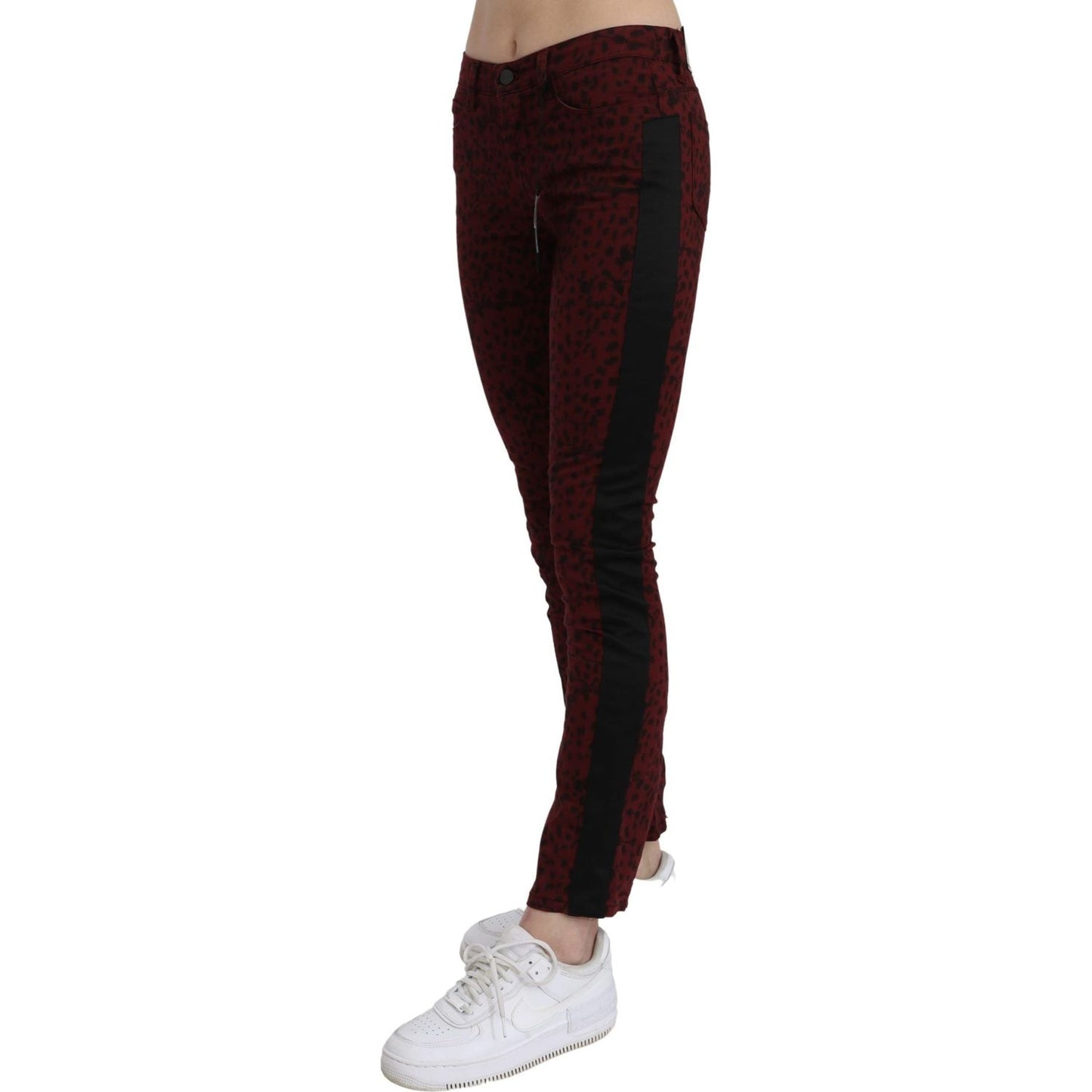 Costume National Dark Red Mid Waist Slim Fit Cotton Jeans