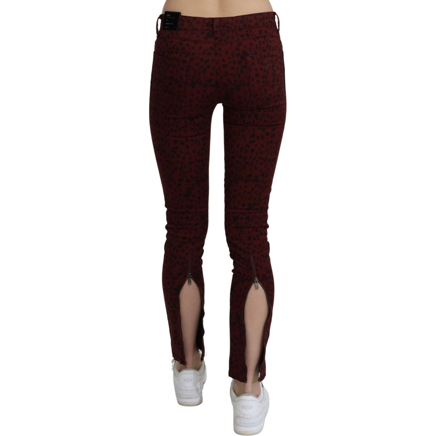 Costume National Dark Red Mid Waist Slim Fit Cotton Jeans