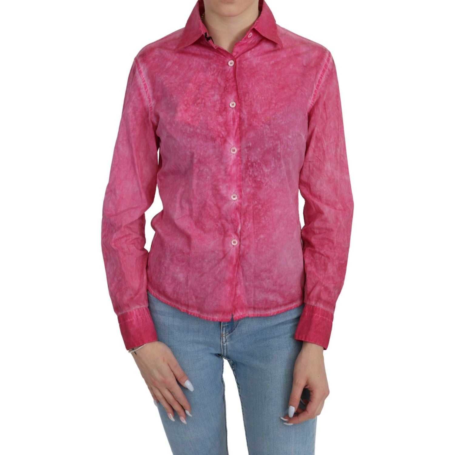 Ermanno Scervino Pink Collared Long Sleeve Shirt Blouse Top