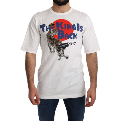 Dolce & Gabbana White Leopard Royal Top T-shirt