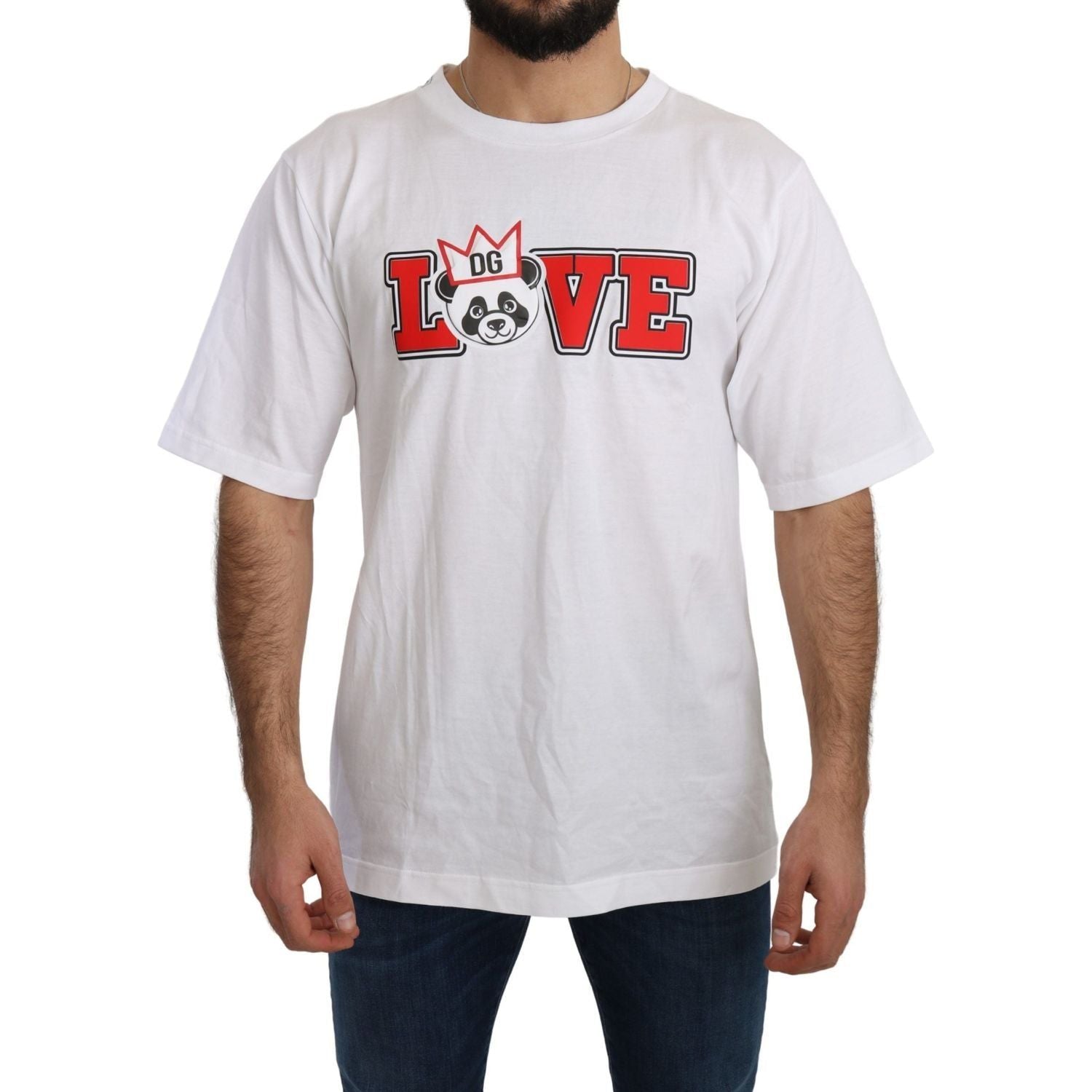 Dolce & Gabbana White Love Panda Print Top T-shirt