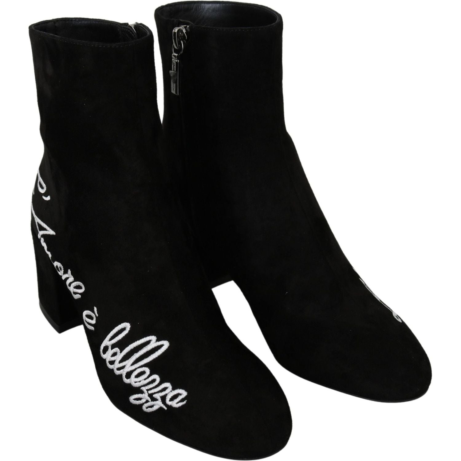 Dolce & Gabbana Black Suede L'Amore E'Bellezza Boots Shoes