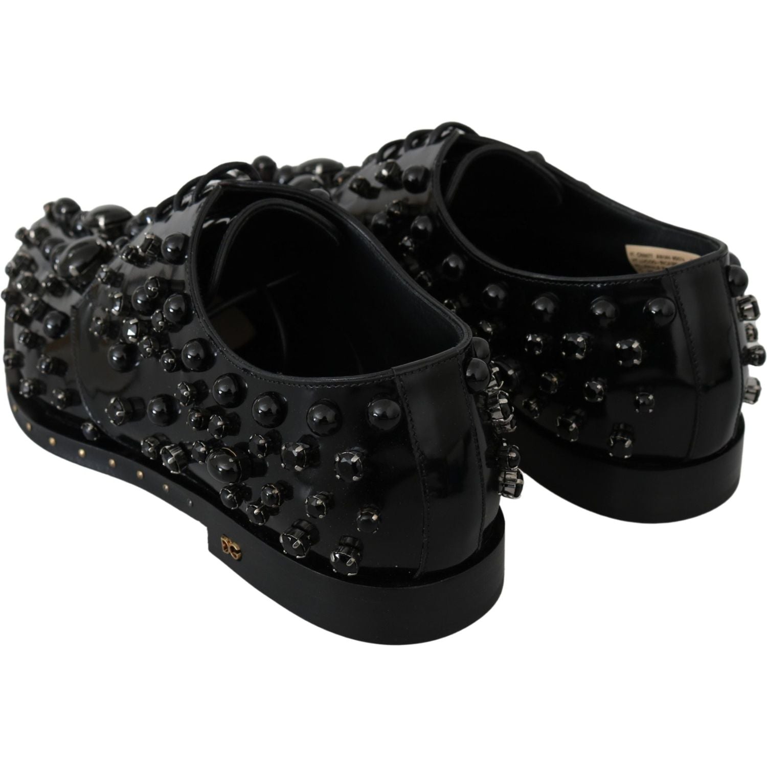 Dolce & Gabbana Black Leather Crystals Dress Broque Shoes