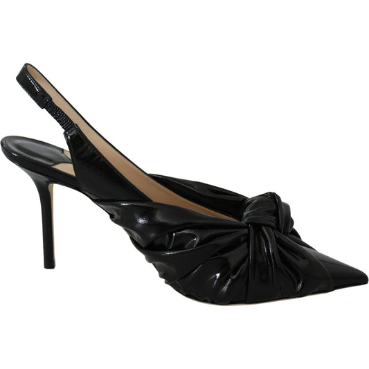 Jimmy Choo Elegant Black Leather Pointed Toe Pumps Shoes