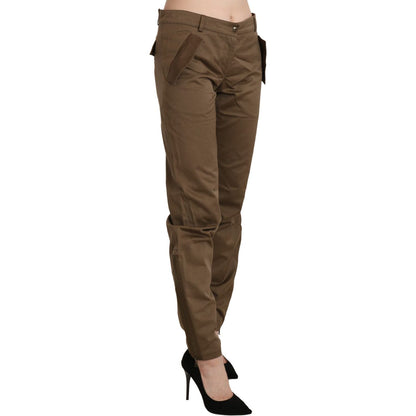 Ermanno Scervino Brown Mid Waist Straight Cotton Pants