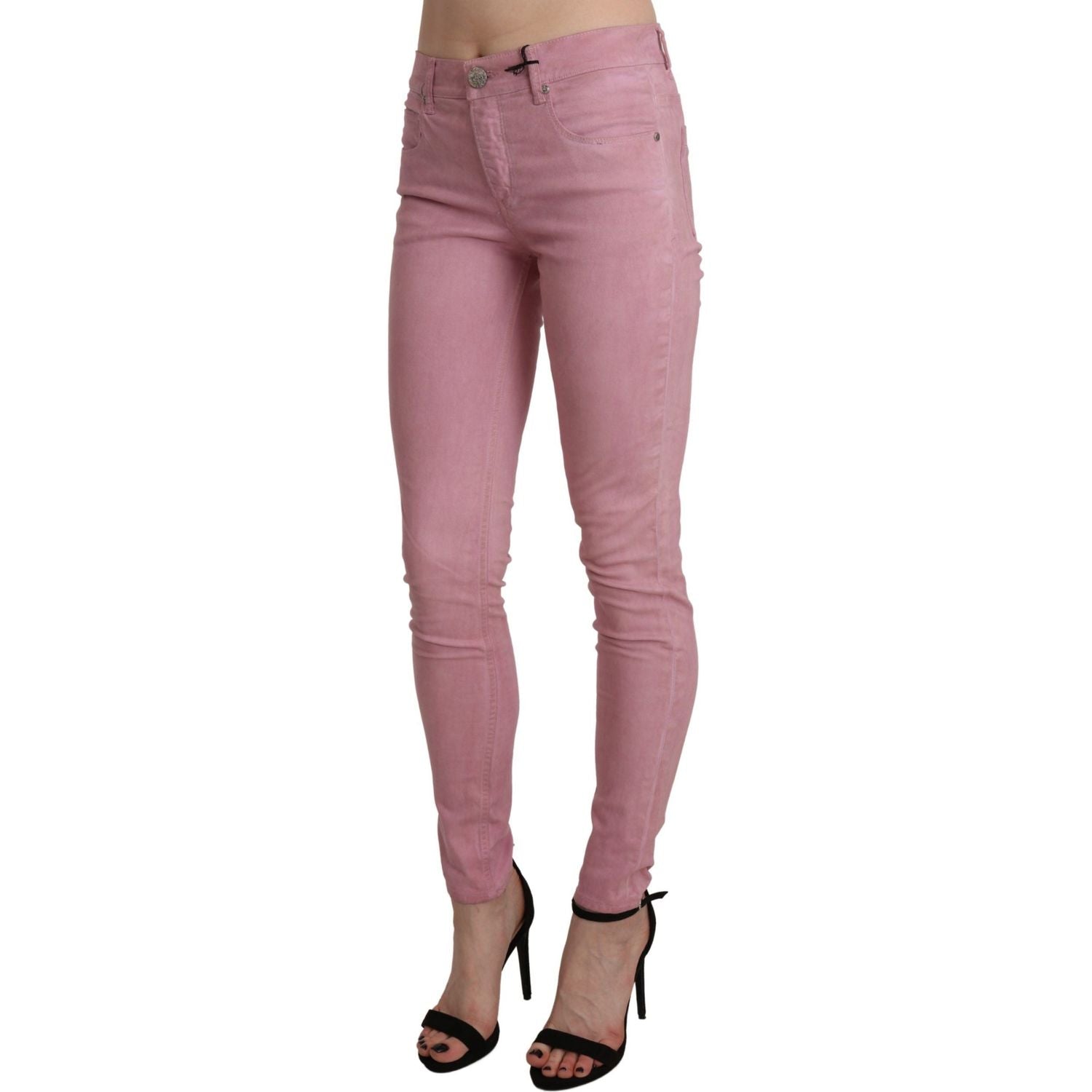 Acht Pink Mid Waist Skinny Stretch  Denim Pant