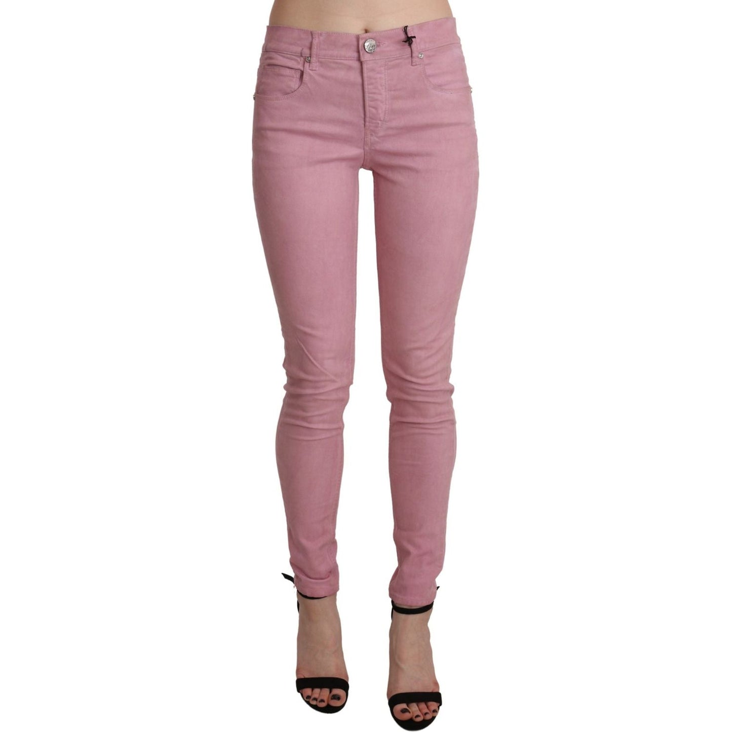 Acht Pink Mid Waist Skinny Stretch Denim Pant