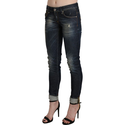 Acht Blue Washed Low Waist Skinny Cropped Denim Pant Jeans & Pants