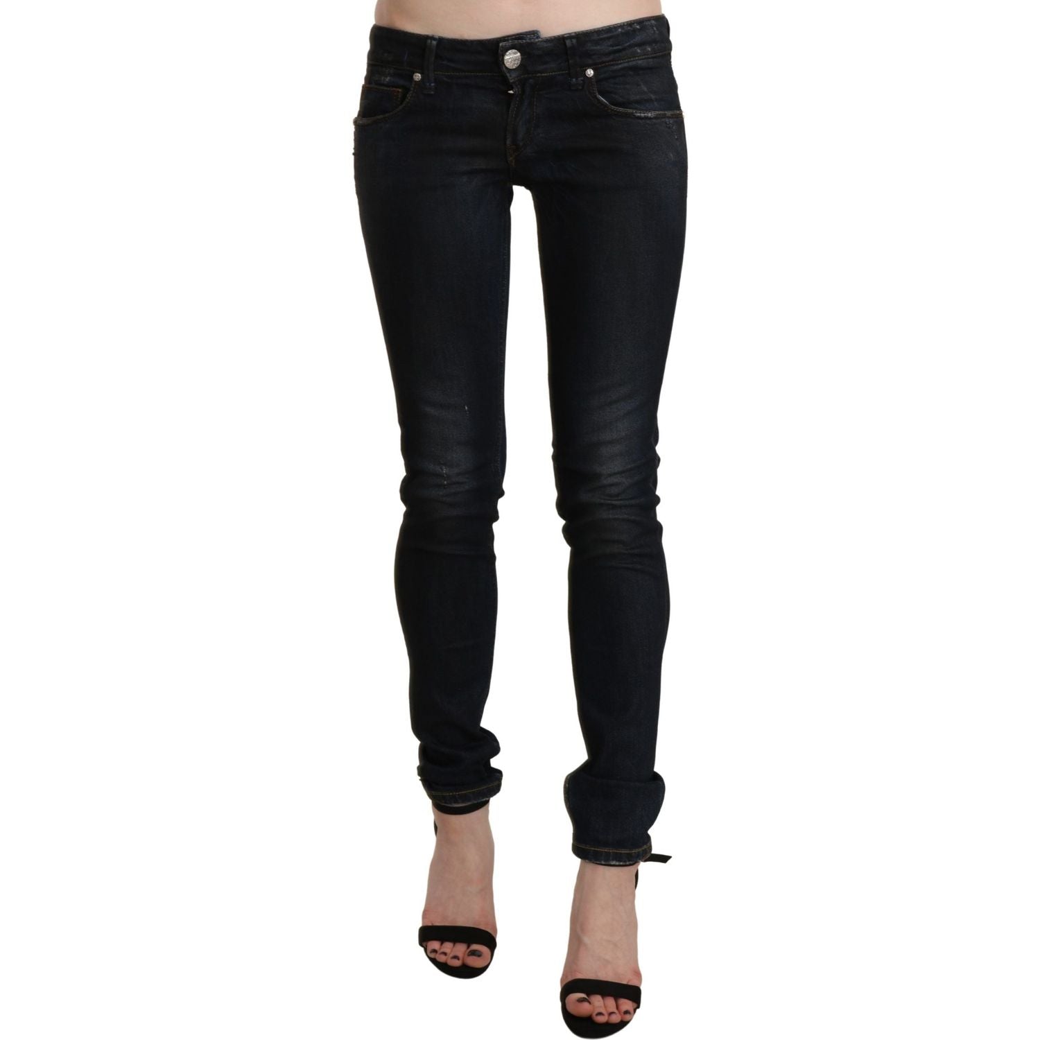 Acht Black Washed Low Waist Skinny Denim Jeans