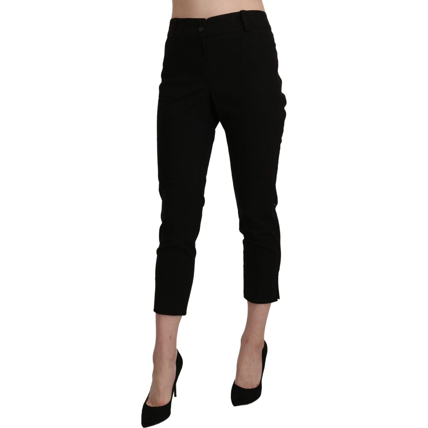 BENCIVENGA Black High Waist Skinny Cropped Dress Trouser Pants Jeans & Pants