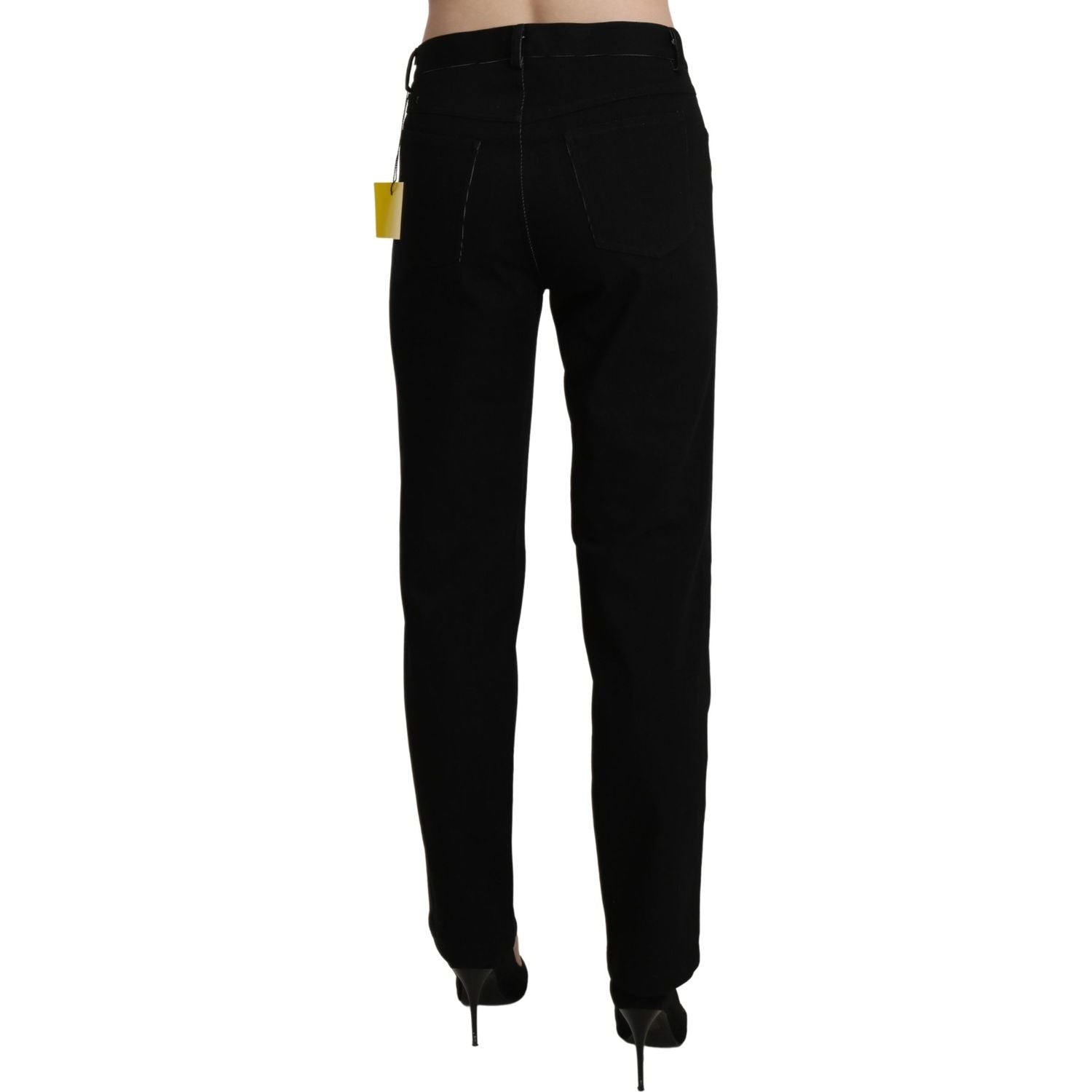 BENCIVENGA Black High Waist Straight Casual Trouser Pant