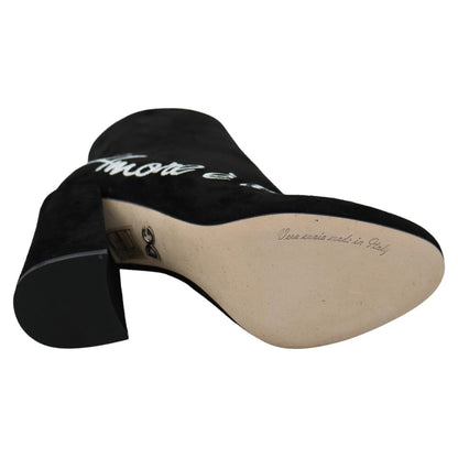 Dolce & Gabbana Black Suede L'Amore E'Bellezza Boots Shoes
