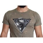 Guess Chic Brown Cotton Stretch T-Shirt Guess Dim Gray