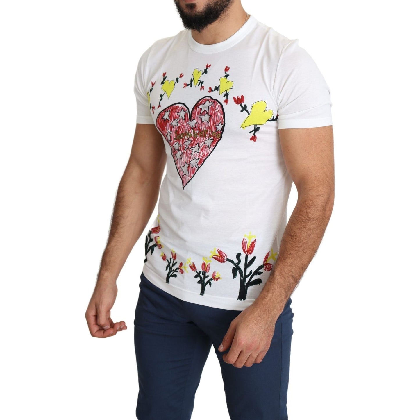 Dolce & Gabbana White Saint Valentine Print Cotton Men T-shirt