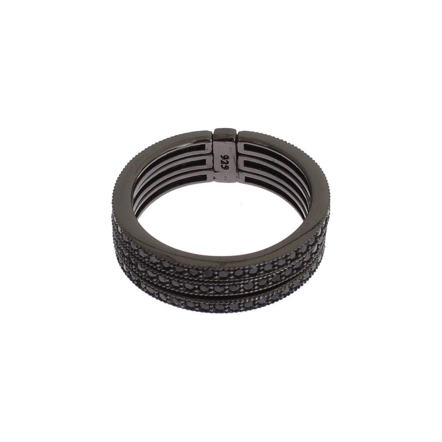 Nialaya Black CZ 925 Sterling Silver Womens Ring