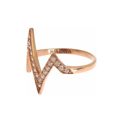 Nialaya Pink Gold 925 Silver Womens Clear Ring Ring