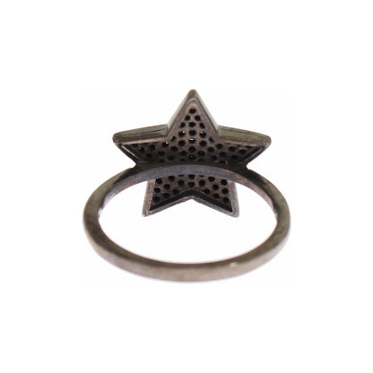 Nialaya Black CZ Star 925 Silver Womens Ring Ring