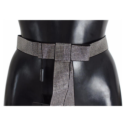 Dolce & Gabbana Black Silk Clear Crystal Bow Waist Belt WOMAN BELTS